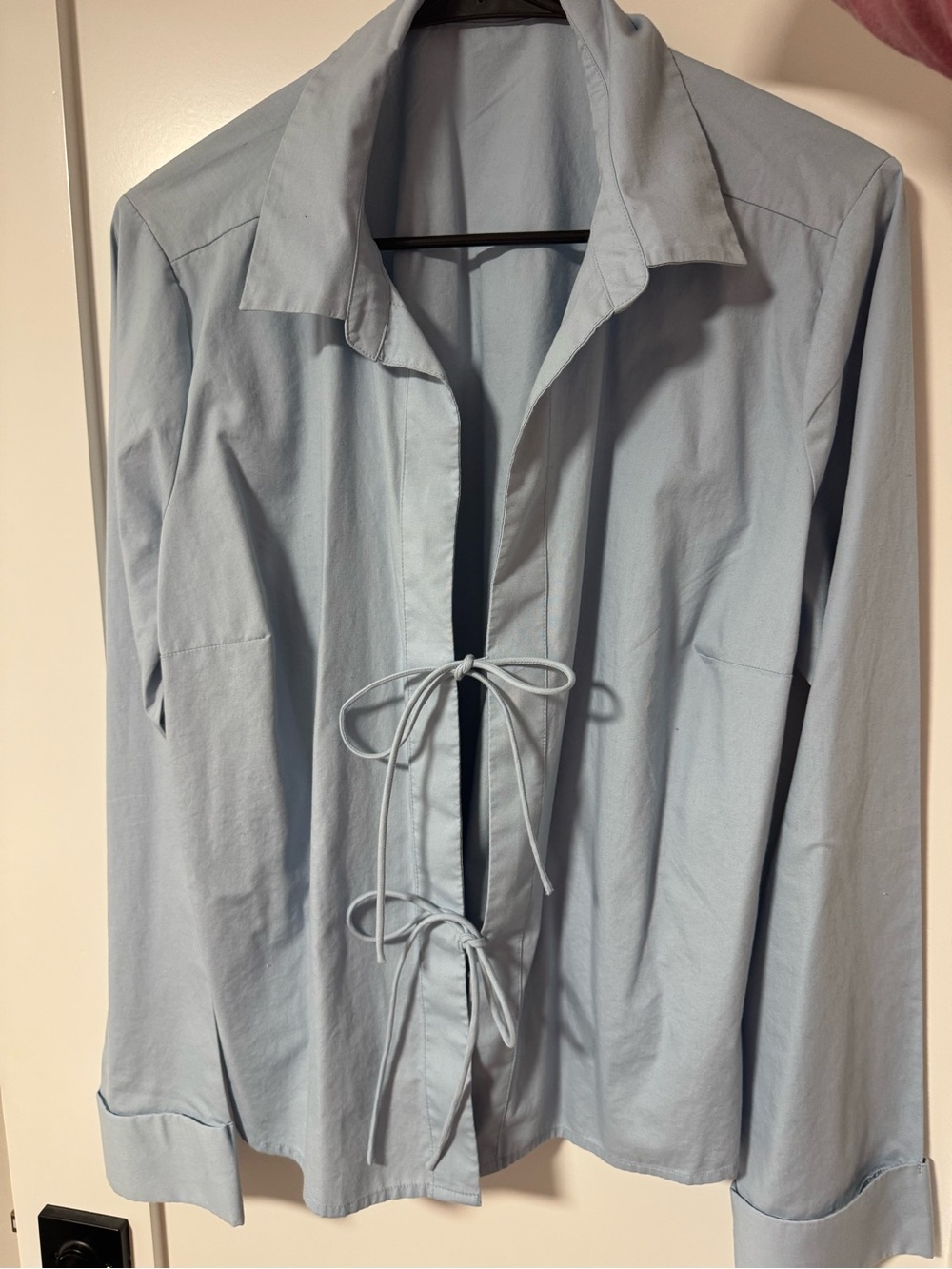 Abercrombie & Fitch Light Blue Tie-Front Shirt Jacket